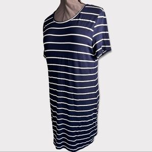 HOTOUCH | Classic Striped Navy Knit T-shirt Dress XL